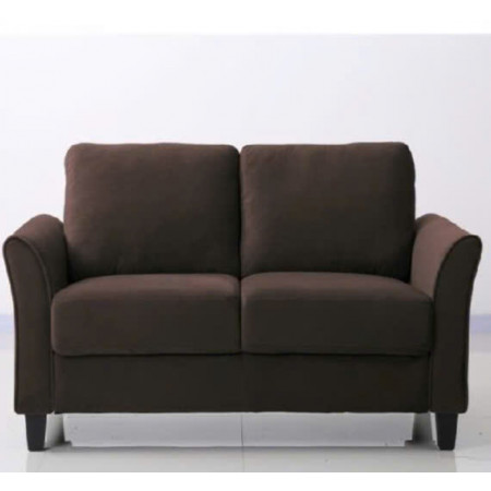 Life Coffee : Ghế Sofa Đôi Với Tay Vịn Cong, Vải Màu Cà Phê